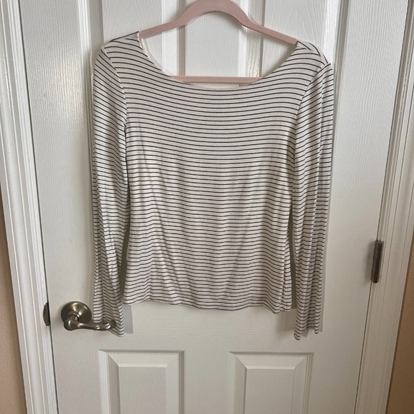 Carly‎ Jean Los Angeles Striped Long Sleeve Top Scoop Back Casual M - Picture 1 of 11